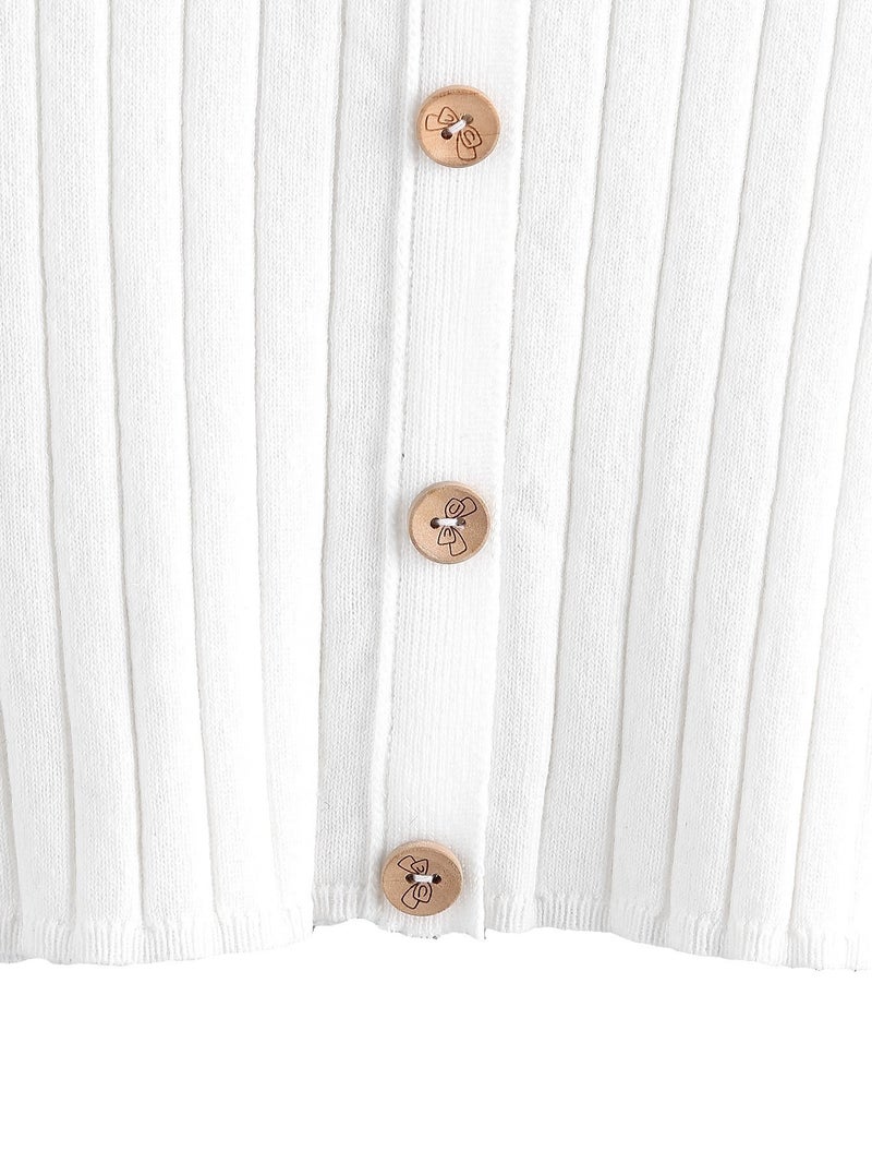 SweatyRocks Women's Sleeveless Vest Button Front Crop Tank Top Ribbed Knit Belly Shirt White#1 S - Image 3
